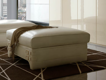 NUMERO TRE - Upholstered square leather pouf by Turri