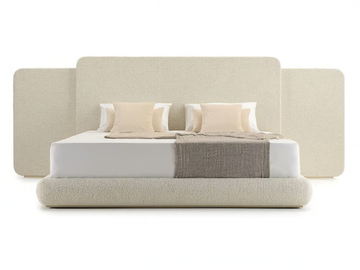 ROMA - Fabric double bed with upholstered headboard by Turri