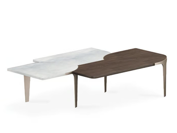 SOUL - Low wooden and marble coffee table by Turri