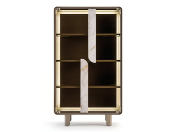 SOUL - Wood and glass display cabinet with integrated lighting by Turri