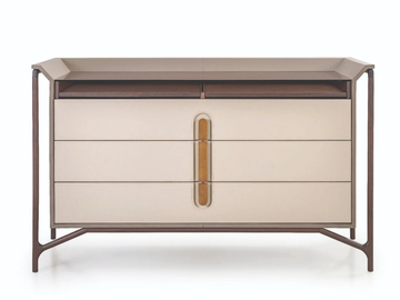 VINE - Leather chest of drawers with integrated handles by Turri