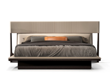 VINE - Solid wood double bed with leather upholstered headboard by Turri