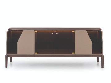 VINE - Wood and glass sideboard with doors with integrated lighting by Turri