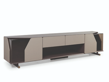 VINE - Wooden TV cabinet with leather doors and drawers by Turri