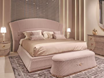 VOGUE - Leather double bed by Turri