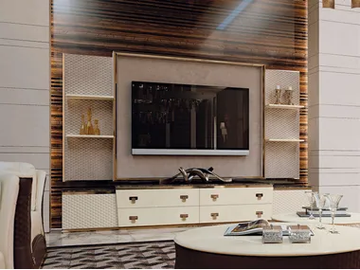 VOGUE - Leather TV cabinet with drawers by Turri