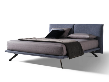 LOGAN - Fabric double bed with upholstered headboard by Twils