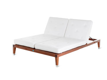C'EST LA VIE - Double garden daybed in mahogany and synthetic fabric by Unopiù