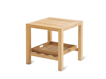 CHELSEA - Square teak garden side table with tray by Unopiù