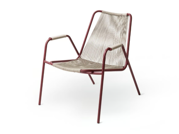 COCO - Powder coated steel and rope easy chair with armrests by Unopiù