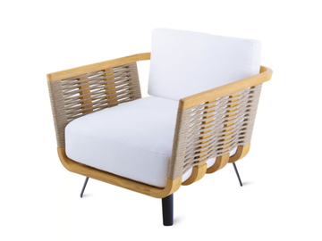 WELCOME - Teak and polyolefinic rope garden armchair with armrests by Unopiù