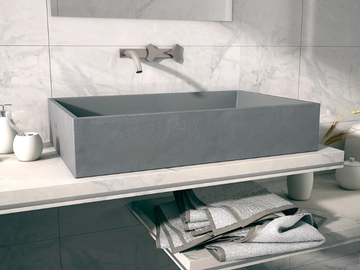 IMMISSIO 70 - Contemporary style countertop rectangular single concrete washbasin by URBI et ORBI