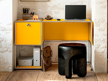 USM HALLER - Contemporary style steel secretary desk with flap doors by USM
