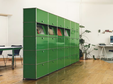 USM HALLER MODULAR OFFICE SHELVING - Tall modular metal office storage unit by USM