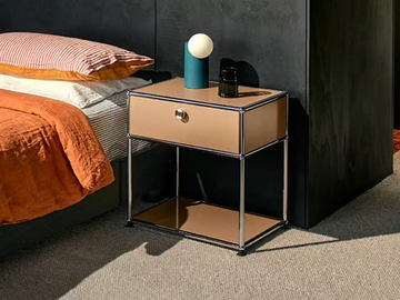 USM HALLER - Rectangular steel bedside table with drawers by USM