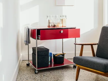 USM HALLER SERVING CART - Metal trolley with drawers by USM