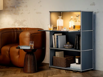 USM HALLER - Steel bar cabinet with integrated lighting by USM