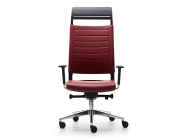 EXPO LIGHT LUSSO - Swivel leather office chair with headrest by VAGHI