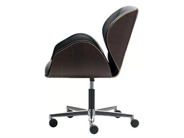 SUONI GUEST - Swivel armchair with armrests and wooden shell by VAGHI