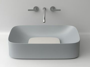 ACQUERELLO - Countertop rectangular single ceramic washbasin by Valdama