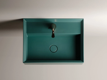 CUT - Countertop ceramic washbasin with hidden overflow by Valdama