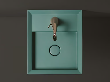 CUT - Countertop ceramic washbasin with hidden overflow by Valdama
