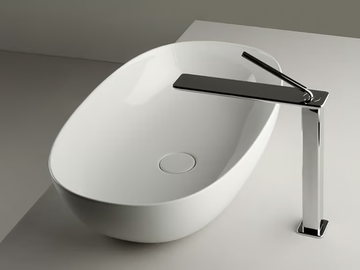 POD - Countertop oval single ceramic washbasin by Valdama