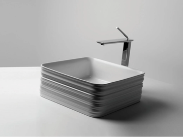 TRACE - Square single ceramic washbasin by Valdama
