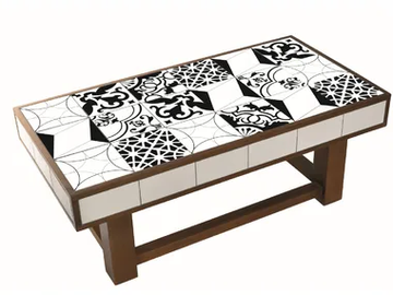 HYDRAULICART - Rectangular stone coffee table with wooden base by Valmori