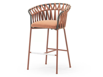 EMMA CROSS - High fabric garden stool with armrests by Varaschin