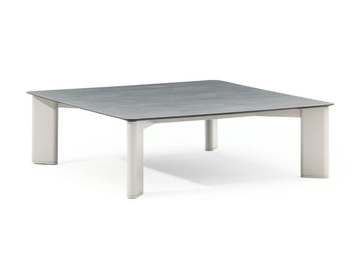 PLINTO - Square aluminium and wood garden side table by Varaschin