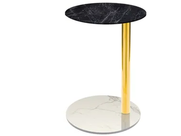 POISE - Round marble and steel side table by Vela Arredamenti