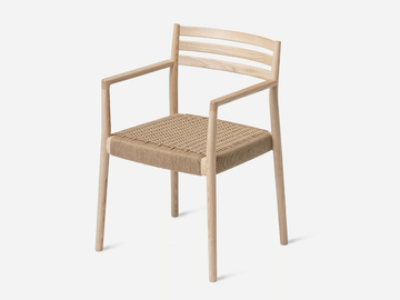 BOGART - Chair with armrests in wood and rope by Vergés