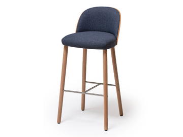 CISTELL SLIM - High wooden stool with footrest by Vergés