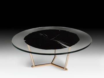CORVARA - Low round wood and glass coffee table by VGnewtrend