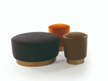 314 A_ROUND - Upholstered leather or fabric pouf by Vibieffe
