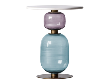 BAYEUX - Glass coffee table with stone top by Vical Home