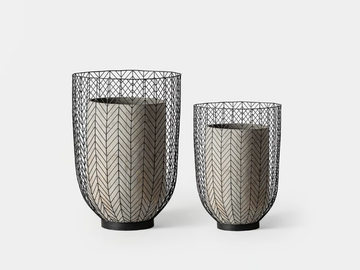 PLISSÉ METAL - Cement and iron vase set by Vical Home