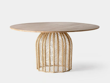 PLISSÉ RATTAN - Round mahogany and rattan table by Vical Home