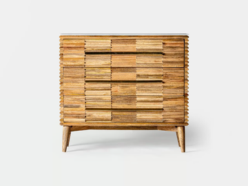PLISSÉ WOOD - Mango and marble chest of drawers by Vical Home