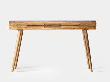 PLISSÉ WOOD - Mango and marble secretary desk with drawers by Vical Home