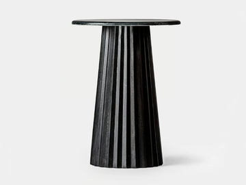 PLISSÉ WOOD - Round mango and marmble high side table by Vical Home