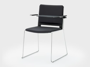 DAISY - Sled base fabric training chair with writing tablet by Viganò