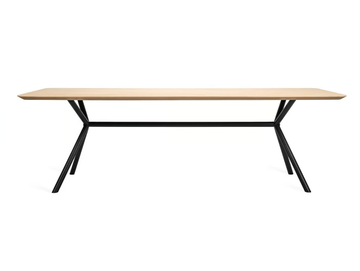 ELIAS - Rectangular oak dining table and steel base by Vincent Sheppard