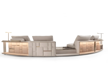 BABYLON RACK CIRCLE - Curved modular leather sofa by Visionnaire
