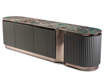 LEONARDO - Steel and wood sideboard with doors by Visionnaire