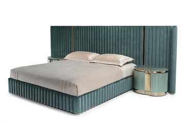 LEONARDO - Velvet double bed with high headboard by Visionnaire
