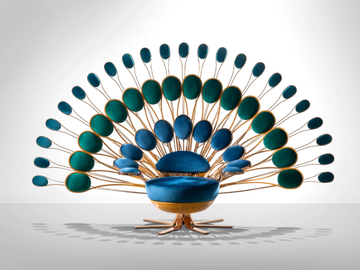 PAVONE - Upholstered brass armchair high-back by Visionnaire