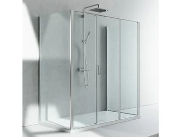LINEA LG+LM+LG - Custom tempered glass shower cabin with hinged door by VISMARAVETRO