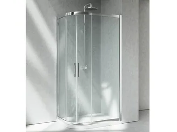 SERIE 7000 ZD - Corner semicircular crystal shower cabin with sliding door by VISMARAVETRO